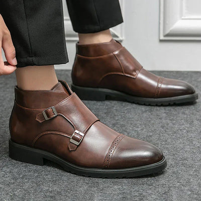 Darell™ | Double Monk Strap Leather Short Boots