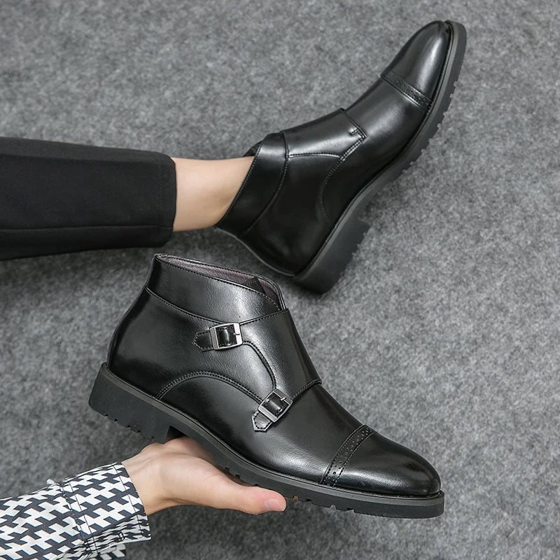 Darell™ | Double Monk Strap Leather Short Boots