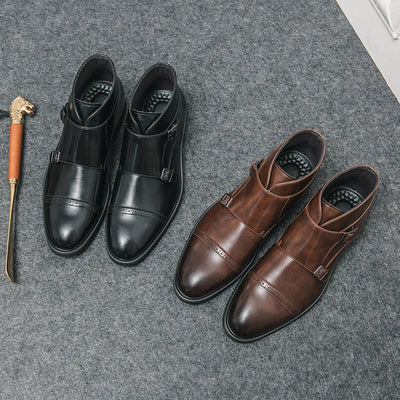 Darell™ | Double Monk Strap Leather Short Boots