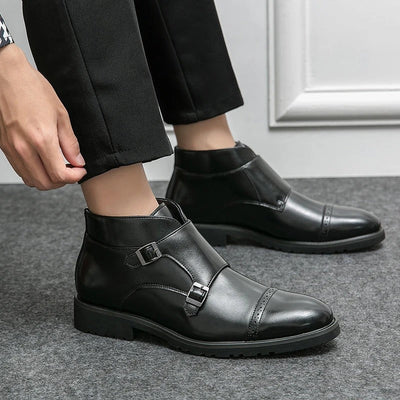 Darell™ | Double Monk Strap Leather Short Boots