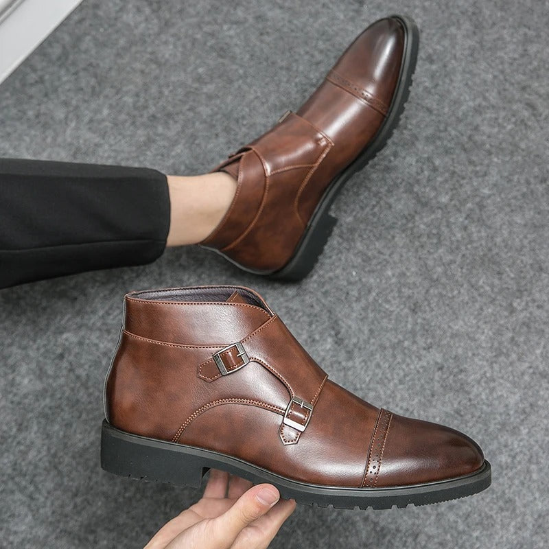 Darell™ | Double Monk Strap Leather Short Boots