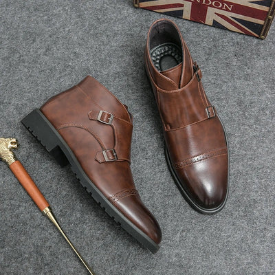 Darell™ | Double Monk Strap Leather Short Boots