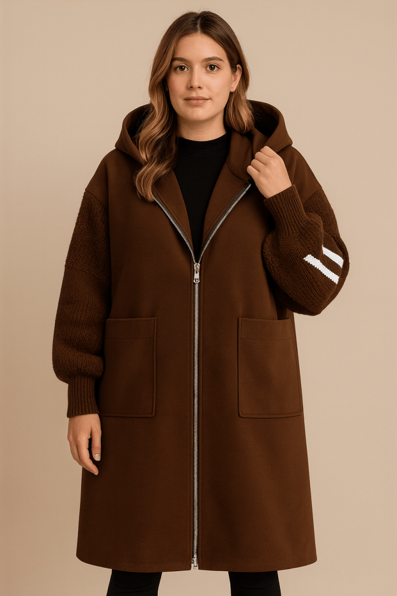 SELENE | KNITTED HOODED LONG COAT